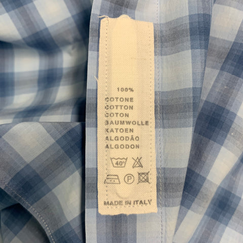 LORENZINI Size XXL Blue Plaid Cotton Button Up Long Sleeve Shirt