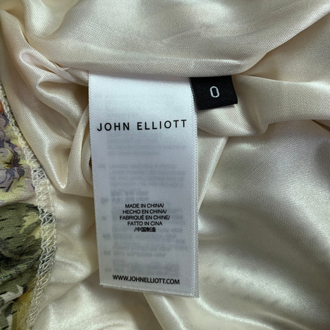 JOHN ELLIOTT Size XS Cream Green Floral Polyester Drawstring Shorts