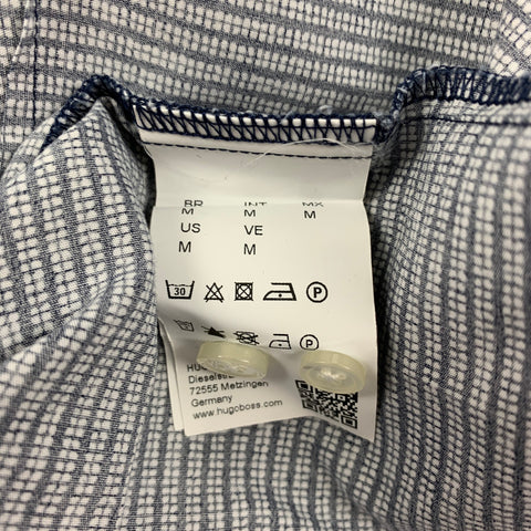 BOSS by HUGO BOSS Size M Navy White Stripe Cotton Short Sleeve Shirt