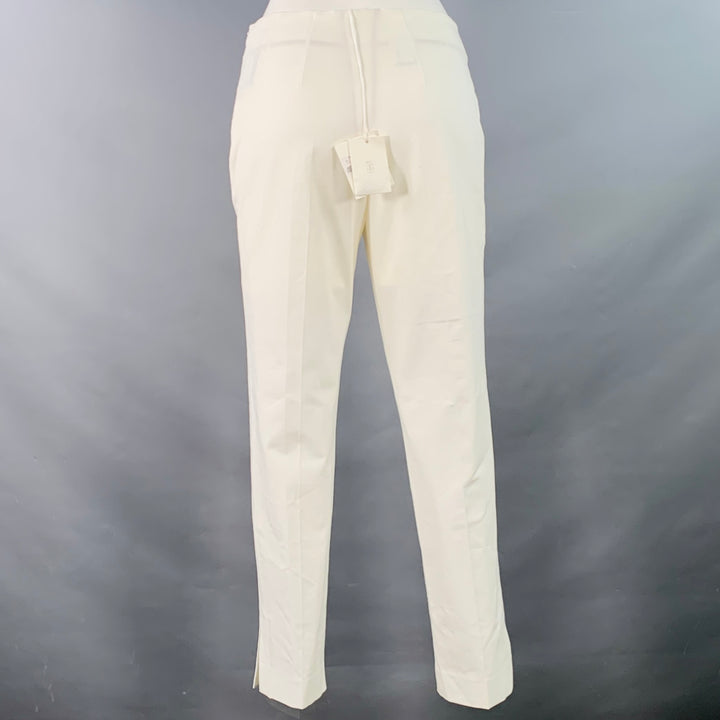 RIVAMONTI Size 4 White Cotton Blend Narrow Leg Dress Pants