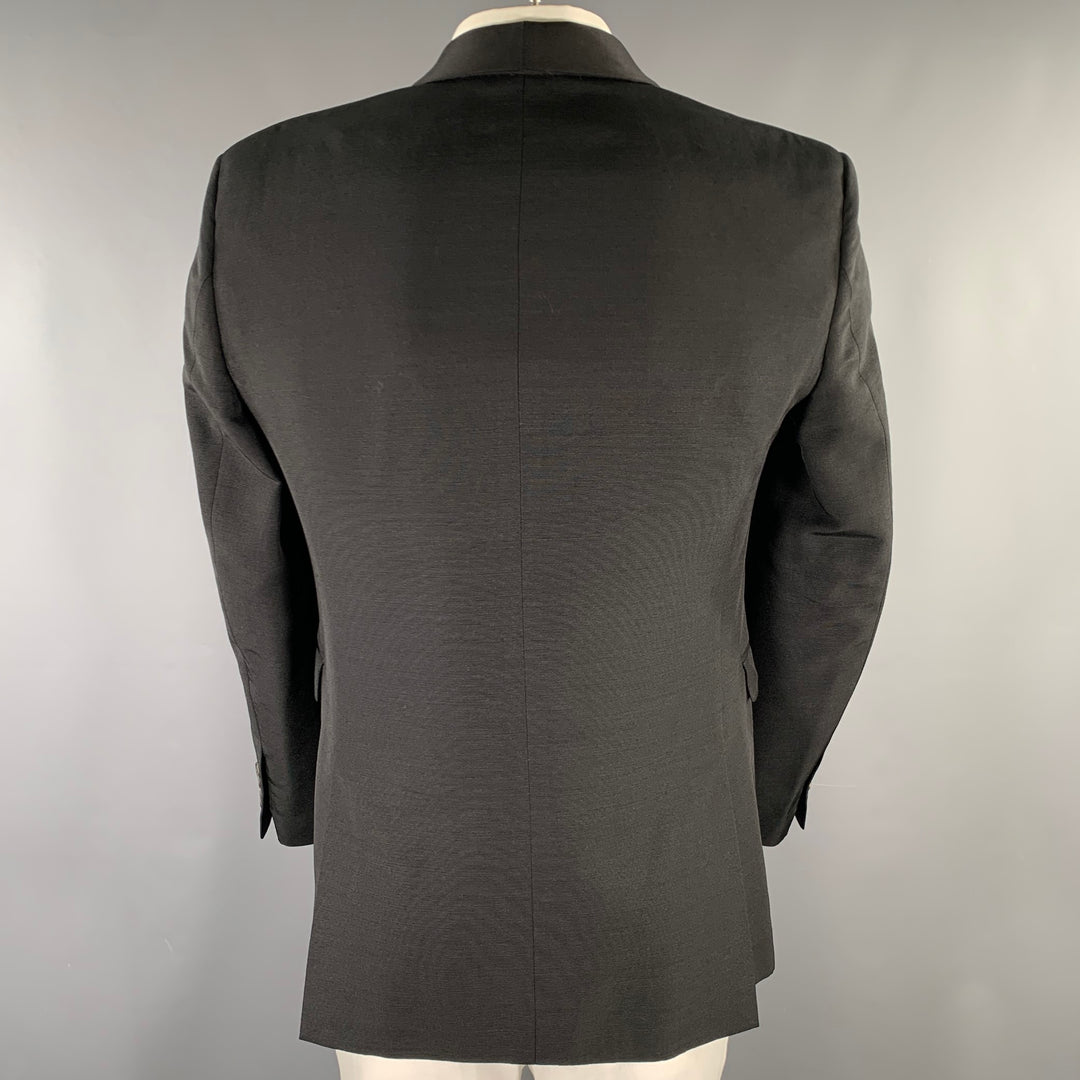 BURBERRY LONDON Size 42 Regular Black Wool Silk Shawl Lapel Sport Coat