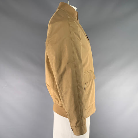 LORO PIANA Size XL Khaki Solid Cotton Buttoned Jacket