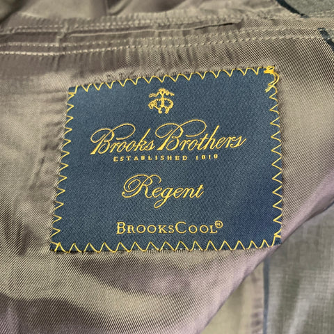 BROOKS BROTHERS Size 44 Grey Glenplaid Wool Polyester Sport Coat