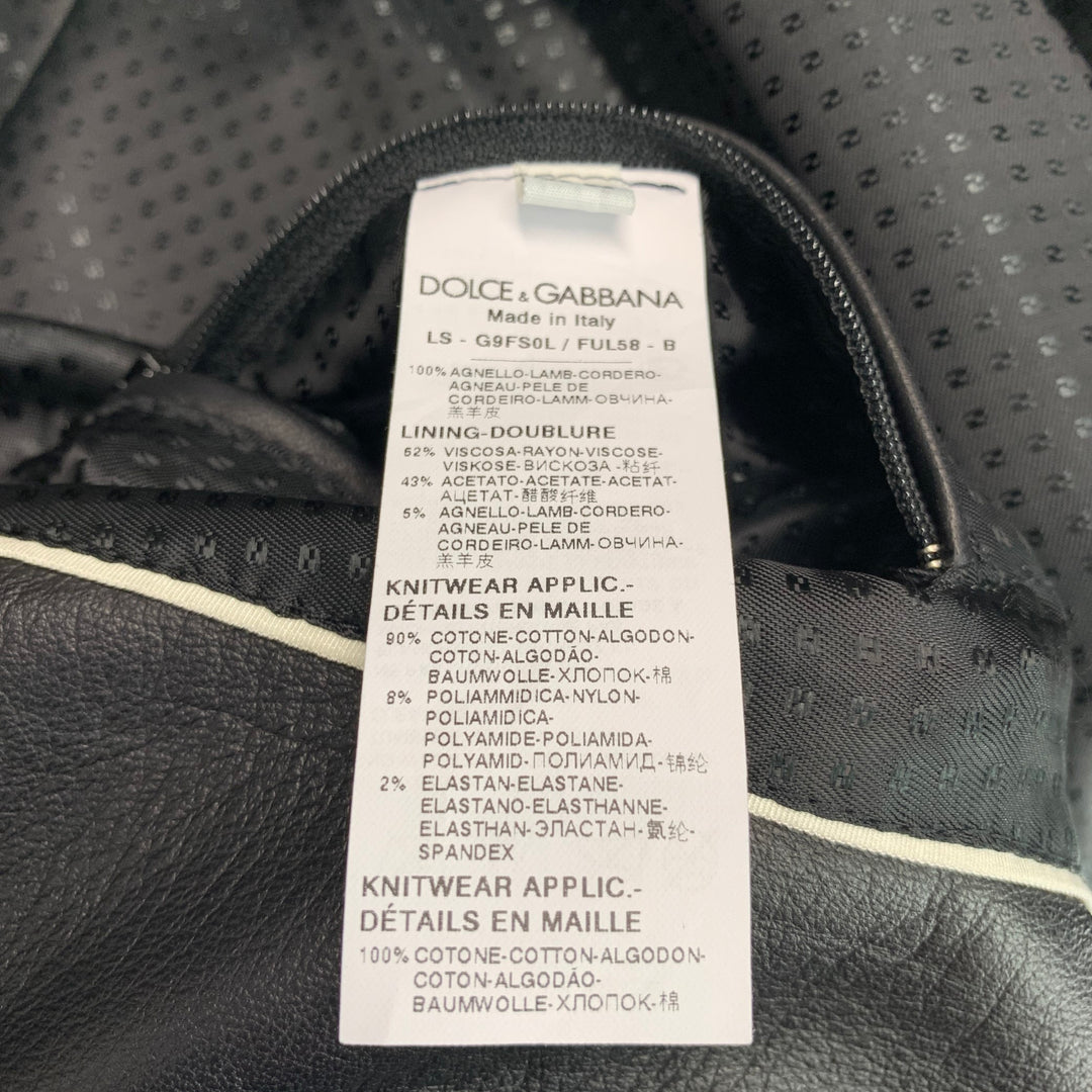 DOLCE GABBANA Size 42 Black Lambskin Leather Hooded Jacket – Sui