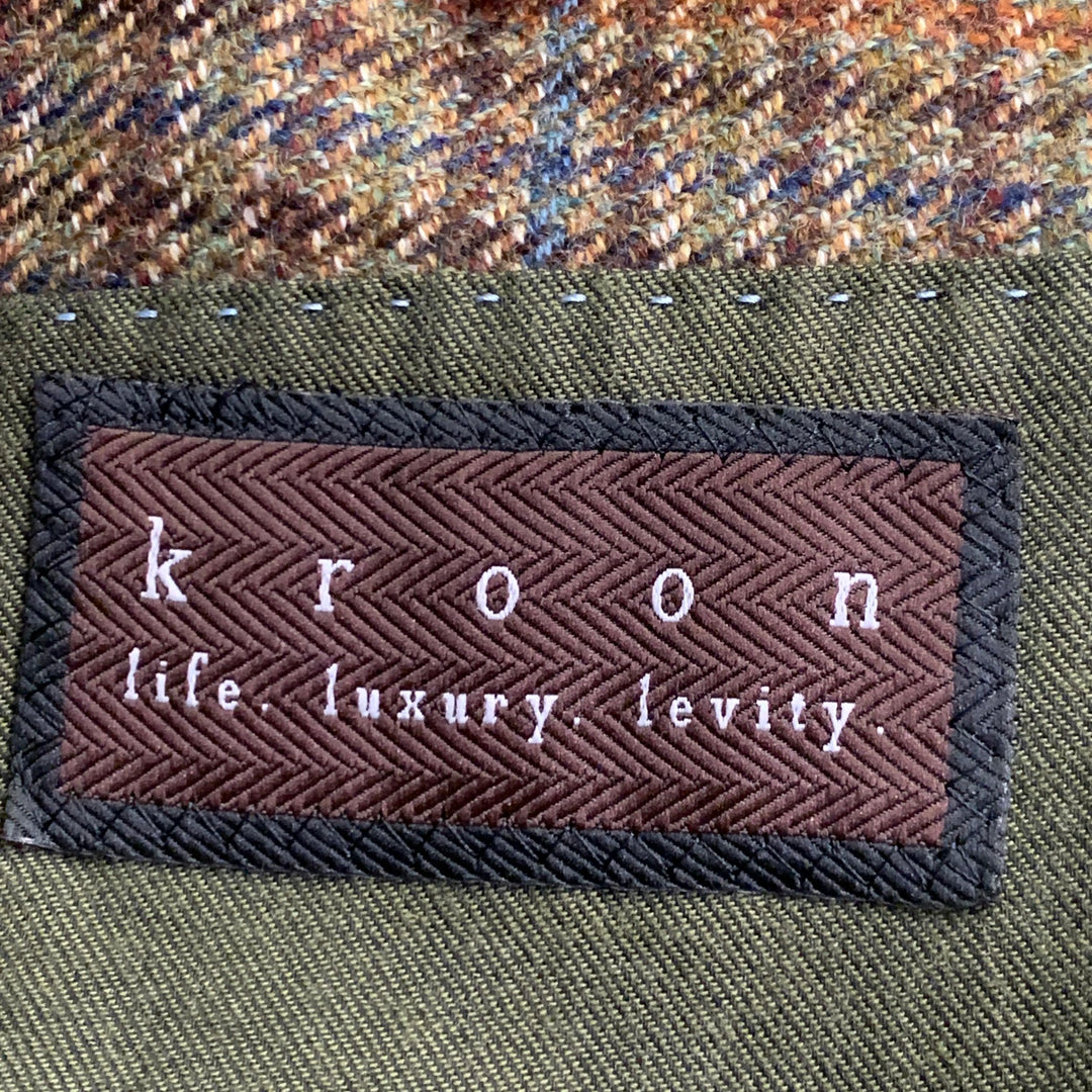 KROON Size 42 Regular Brown Blue Orange Glenplaid Virgin Wool Sport Coat