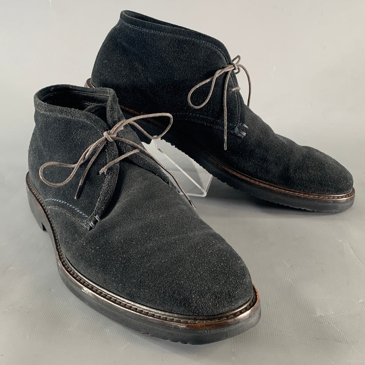 ERMENEGILDO ZEGNA Size 9.5 Navy Suede Chukka Boots