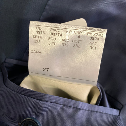 CANALI Chest Size 42 Navy Solid Wool Notch Lapel 36 29 Suit