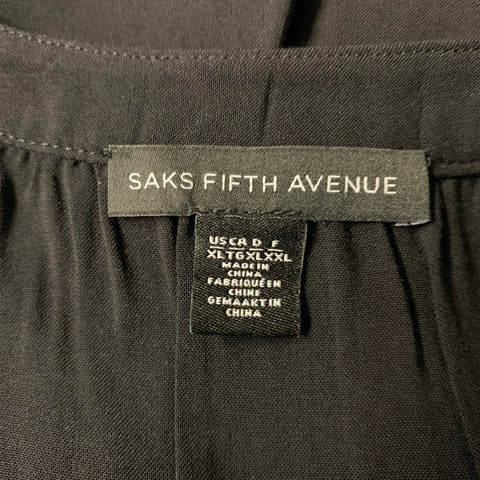 SAKS FIFTH AVENUE Size XL Black Rayon Pleated Tank top Casual Top