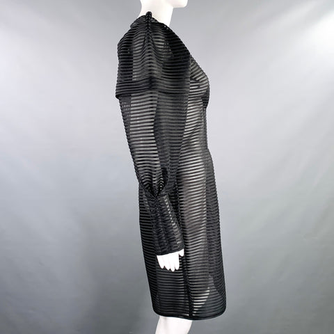 RUBIN SINGER Size S Black Mesh Stripe Back Zip Dress