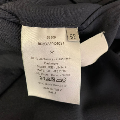 DIOR Chest Size 42 Navy Solid Cashmere Notch Lapel Sport Coat