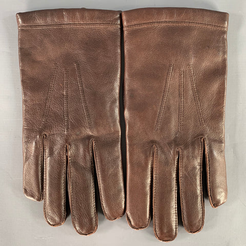 Gants VINTAGE Taille M en cuir marron doublés cachemire