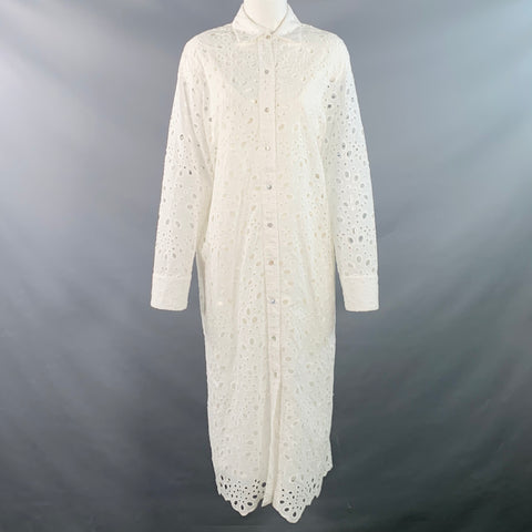 LENNY NIEMEYER Size M White Cotton Eyelet Long Shirt Dress