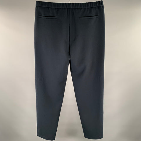 EMPORIO ARMANI Size 32 Navy Textured Elastic Waistband Pants