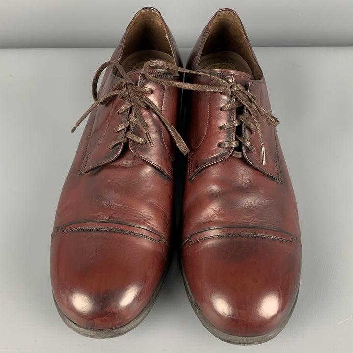DOLCE & GABBANA Size 9 Brown Leather Cap Toe Lace-Up Shoes