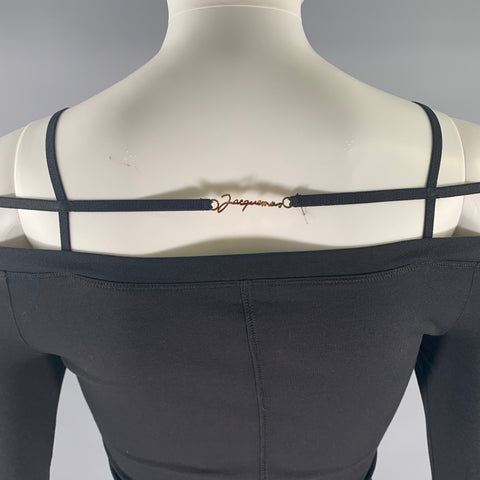 JACQUEMUS Size 00 Black Cotton / Elastane Off-Shoulder Casual Top