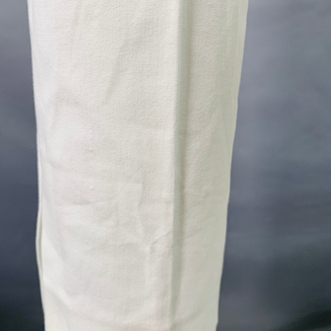 RIVAMONTI Size 4 White Cotton Blend Narrow Leg Dress Pants