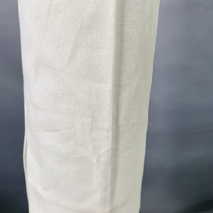 RIVAMONTI Size 4 White Cotton Blend Narrow Leg Dress Pants