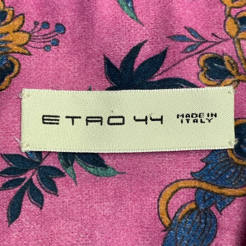 ETRO Size XL Magenta Orange Green Floral Cotton Button Up Long Sleeve Shirt