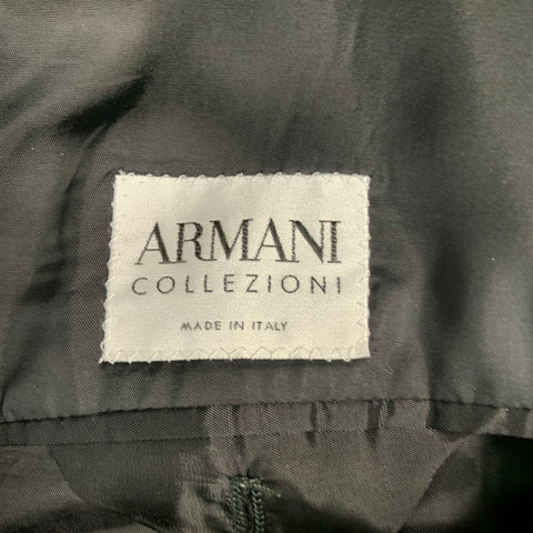 ARMANI COLLEZIONI Size 42 Black Wool Notch Lapel Single Button Tuxedo