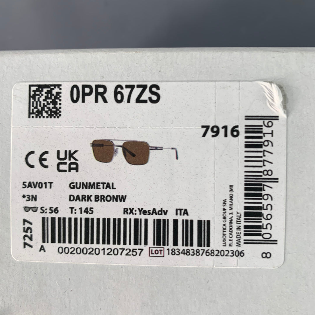 PRADA Silver Black Metal Pilot Sunglasses