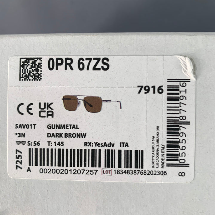 PRADA Silver Black Metal Pilot Sunglasses