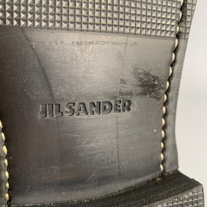 JIL SANDER Size 7 Black Leather Lace Up Shoes