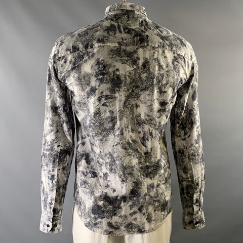 EIGHT X Size XL Grey Black Paisley Cotton Button Down Long Sleeve Shirt