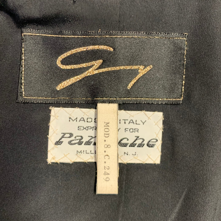 GENNY Size 8 Black Gold Taffeta Embroidered Bolero Jacket