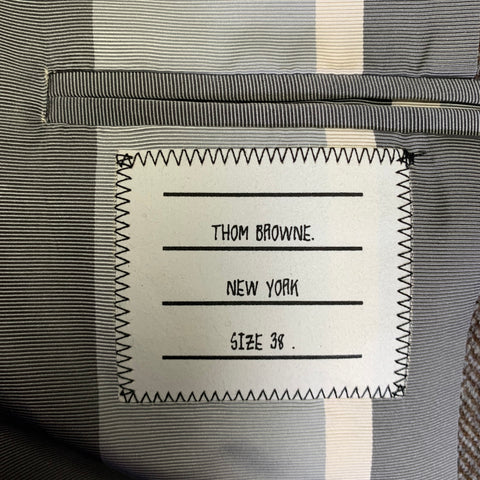 THOM BROWNE Size 2 Brown Olive Wool Herringbone Double Breasted Jacket