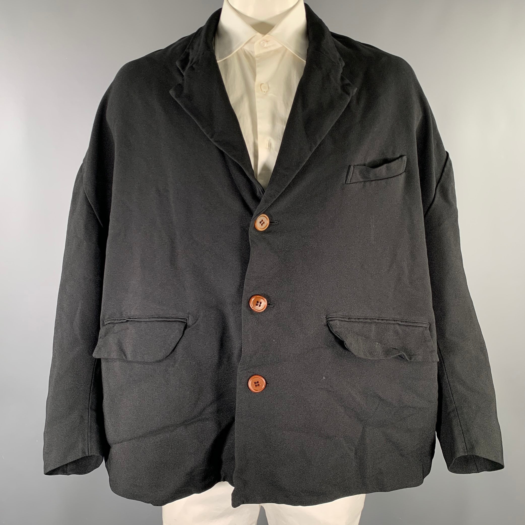 ジャケット・アウター BLACK COMME des GARCONS Oversize Jacket COMME des GARCONS Size L Black Polyester Oversized Jacket – Sui