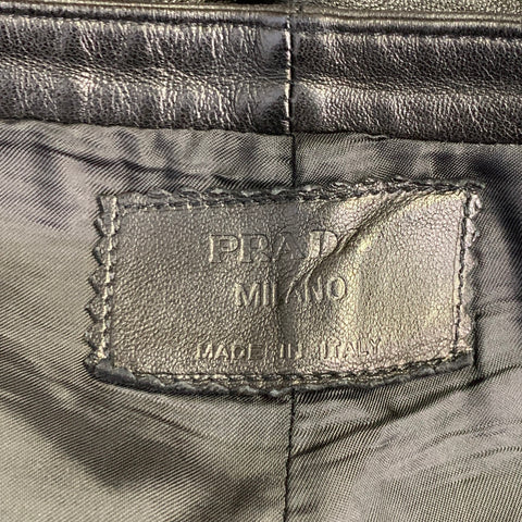 PRADA Size 32 Black Leather Low Rise Flared Casual Pants