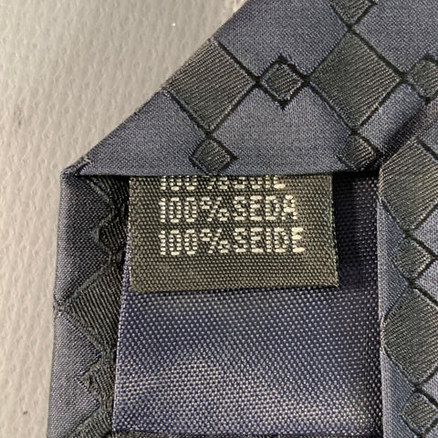 BIAGIOTTI UOMO Black Navy Checkered Silk Jacquard Tie