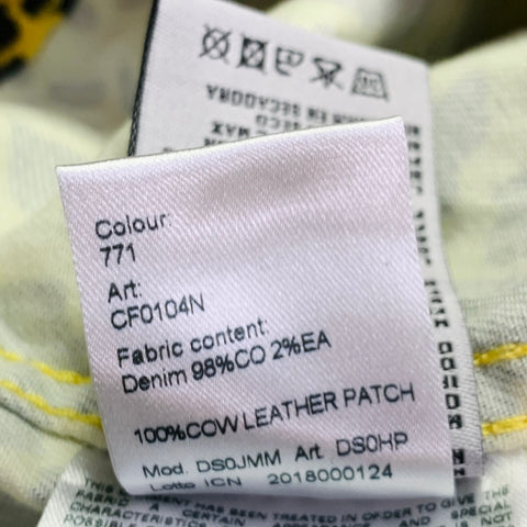 R13 Size S Reed Oversized Yellow Black Animal Print Cotton Trucker Jacket
