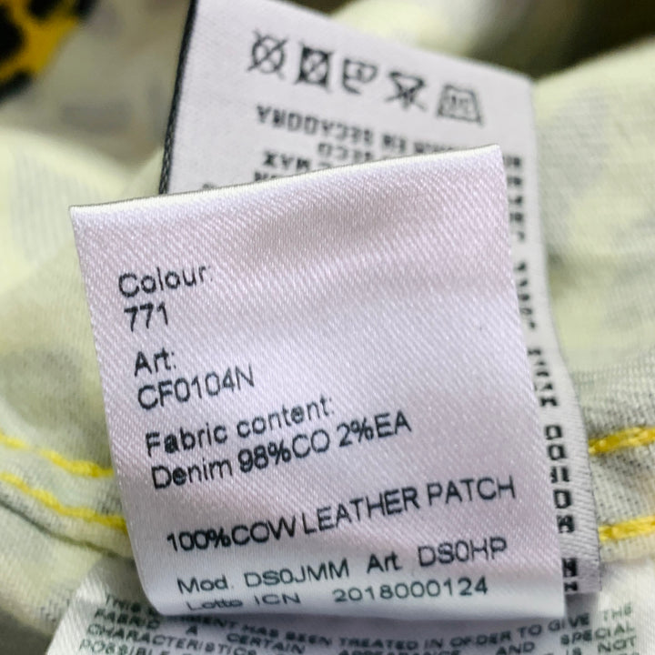 R13 Size S Reed Oversized Yellow Black Animal Print Cotton Trucker Jacket