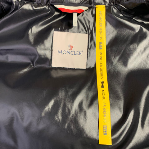 MONCLER x AWAKE SS20 Size XL Black White Print Polyamide Padded Vest