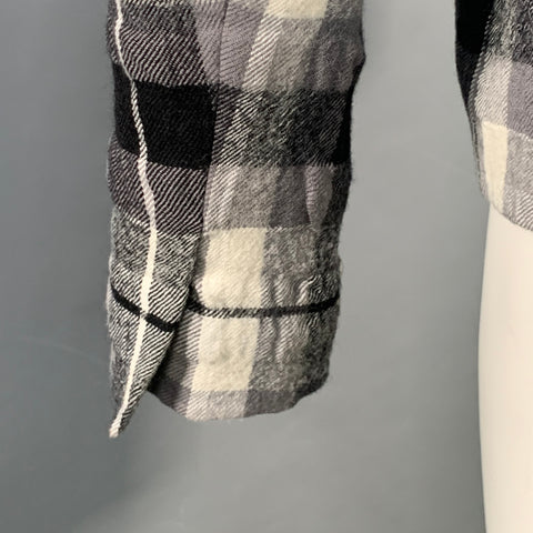 HAIDER ACKERMANN Size 34 Grey Black White Plaid Wool Cotton Sport Coat