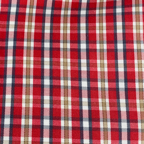Chemise manches longues Ermenegildo Zegna en coton à carreaux rouges et bruns, coupe incurvée, taille L