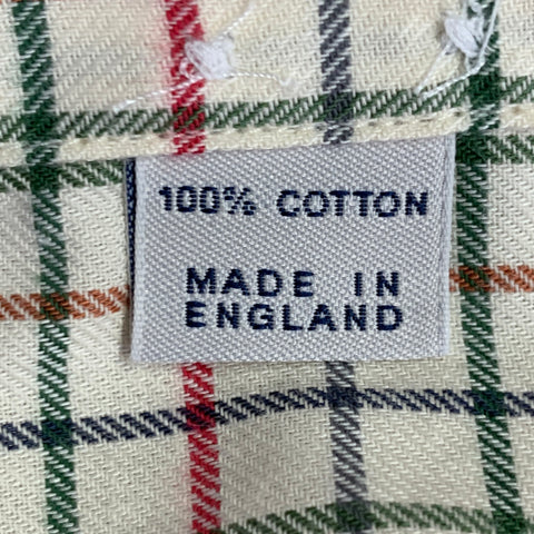 DRAKES LONDON Size L Beige Red Green Checkered Cotton Long Sleeve Shirt