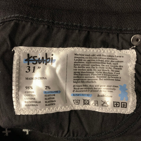 KSUBI Size 31 Black Cotton Slim Fit Pants