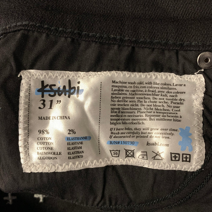 KSUBI Size 31 Black Cotton Slim Fit Pants