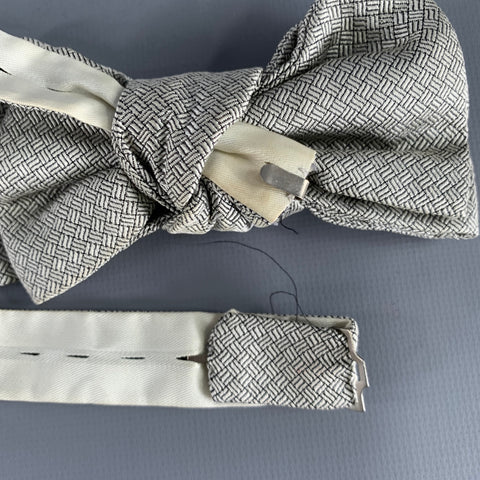 CHARVET Silver Squares Silk Bow Tie