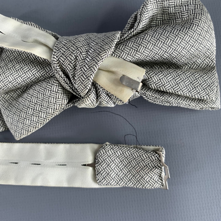 CHARVET Silver Squares Silk Bow Tie