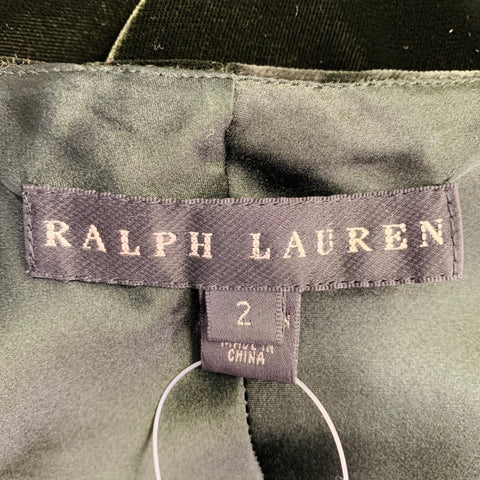 RALPH LAUREN Size 2 Green Velvet Slip Long Dress