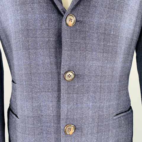 BRUNELLO CUCINELLI Taille 38 Veste de sport à revers crantés à carreaux gris marine
