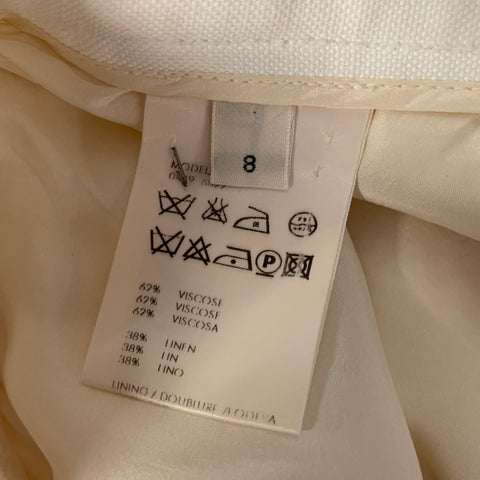 CALVIN KLEIN Size 8 White Linen Viscose Bermuda Shorts