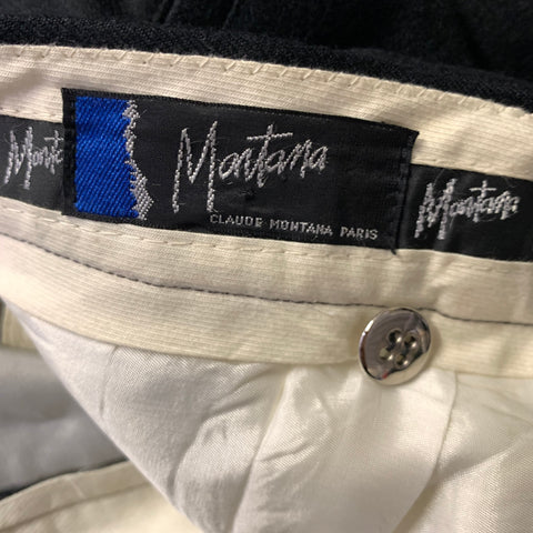 CLAUDE MONTANA Chest Size 42 Black Virgin Wool 34 30 Suit