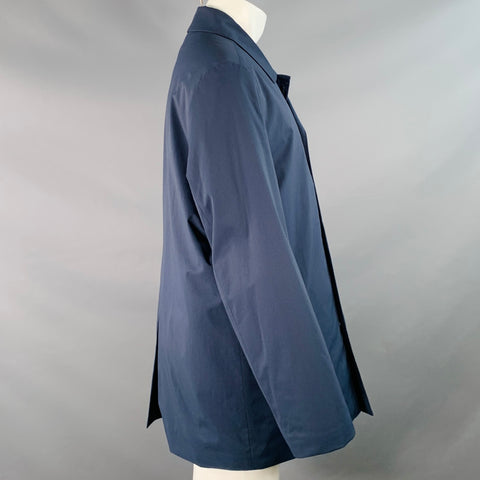 JOSEPH ABBOUD Size 40 Navy Polyester Blend Zip Up Snaps Coat