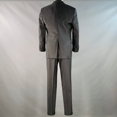 BROOKS BROTHERS Size 41 Regular Grey Charcoal Wool Regent Fit Notch Lapel Suit
