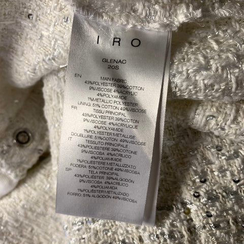 IRO Size M White Silver Polyester Blend Tweed Snaps Shirt