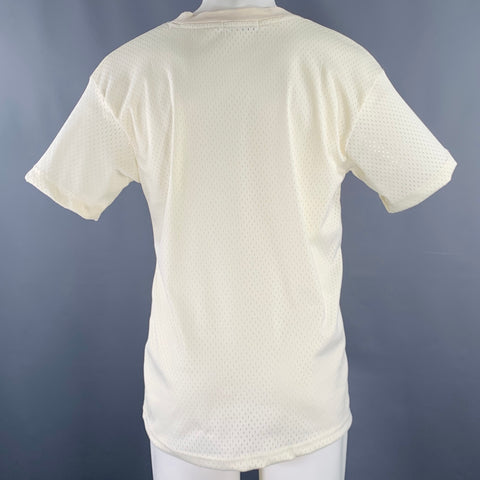 MNML Size XS Beige Perforated Polyester Crew Neck T-shirt